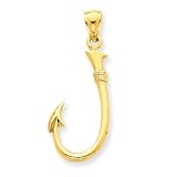14k 3-D Fishing Hook Pendant