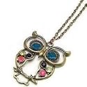Stone River Jewellery Blue Eyed Bronze Tone Owl Pendant Necklace Vintage Style