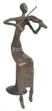 Violin Player Female Bronze Figurine
