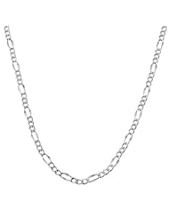 14 Karat White Gold Hollow 3+1 Figaro Link Chain (2.3mm, 22 inch)