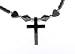 Hematite Necklace 16-18 Inches in Length - Cross with Hearts
