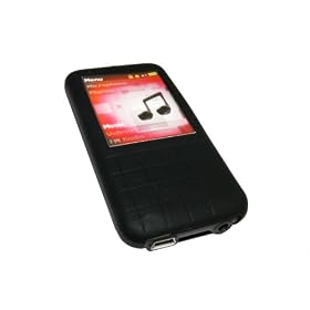 igadgitz Etui Poche en Silicone Housse de couleur Noir pour Creative Zen Mozaic 2 go gb 4 go gb 8 go gb 16 go gb + protecteur d'�cran