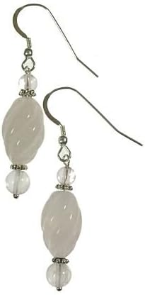 Rose Quartz Twisted Oval Bead Earrings