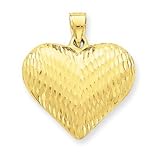 14k Diamond Cut Puffed Heart Pendant