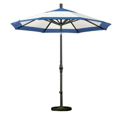 patio umbrella-California Umbrella GSCU908302-F04 9-Feet Olefin Fabric Aluminum Crank Lift Market Umbrella with Black Pole, White