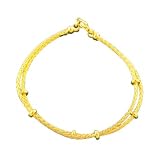 14K Yellow Gold Mesh Bracelet with Polished Stations