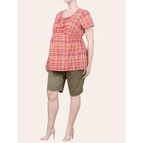 Motherhood Maternity: Plus Size Short Sleeve Baby Doll / Empire Maternity Short Set
