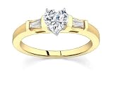 0.9 CT HEART DIAMOND 18K YELLOW GOLD RING NEW