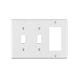 Leviton 80421-W 3-Gang 2-Toggle 1-Decora/GFCI Device Combination Wallplate, Standard Size, White