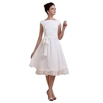 Hot Sale LAURELMARY Women's Stunning A-Line Strapless Knee Length Wedding Dress White Size 14