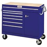 7-Drawer Tool Cart W/ Bulk Storage - Blue