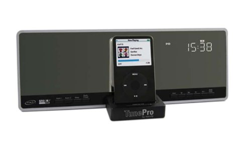 Macally Flat-Panel Stereo System with AM/FM, Alarm Clock, and iPod Dock (Black)