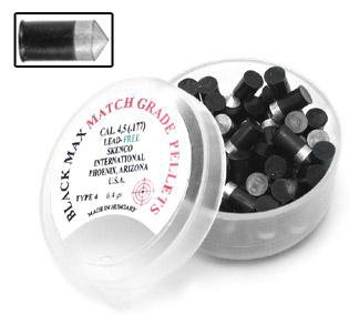 Skenco Black Max Match, .177 Cal, 6.4 Grains, Pointed, 85ct