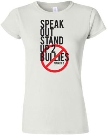 Stand Up. Speak Out to Bullies. No Bullies. Psalm 18:3 Christian T-shirt (X Large, Pink)