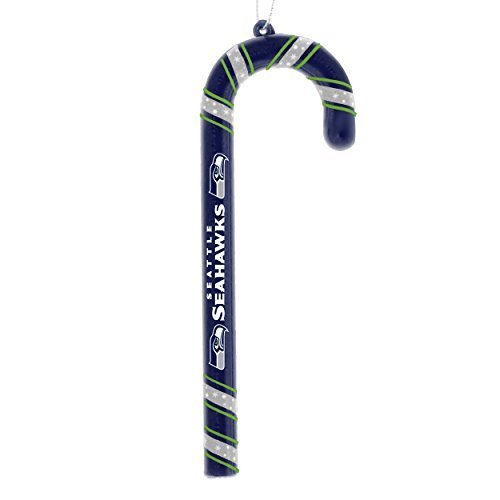 NFL Football Team Logo Candy Cane Tree Ornament Set - Pick Team! (Seattle Seahawks)