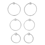 Sterling Silver Ball Hoop 3-pair Earring Set