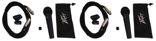 Pair of (2) Peavey Pvi100xlr Wired Dynamic Cardioid Vocal Microphones + Carrying Pouch + Mic Clip + XLR Cable