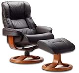 IMAGE OF Fjords 855 Loen Large Leather Recliner Norwegian Ergonomic Scandinavian Lounge Reclining Chair Furniture Nordic Line Genuine Cappuccino Leather Teak Wood