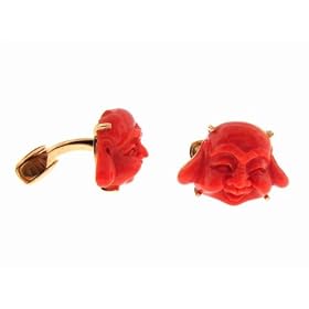 Coral Buddha Cuff Links in 18 Karat Gold by Lucie Campbell by Ylang|23