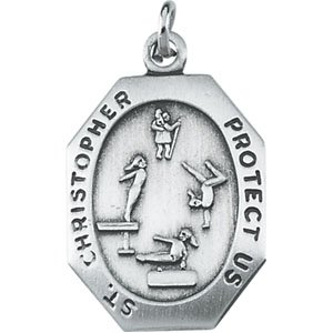Sterling Silver St. Christopher Girls Gymnastics Pendant