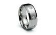 Stainless Steel Ring Satin Flat Center with 3 CZ High Polish Beveled Band 8mm