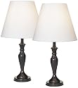 Set of Two Brown Metal Candlestick Table Lamps