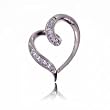 Diamond Modern Heart Pendant in Solid White Gold