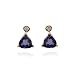 14k Yellow Gold Trillion Cut Iolite and Diamond Dangle Earrings