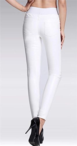 Women's Faux Leather Medium Waisted Leggings Small White