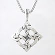 Celtic LUCK Knot Pendant in Sterling Silver on 20" Oxidized Popcorn Chain for Men and Women, #8260