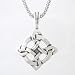 Round Celtic Knot with LUCK Inscription Pendant in Sterling Silver on 20" Rhodium and Sterling Popcorn Chain for Men or Women, #8260
