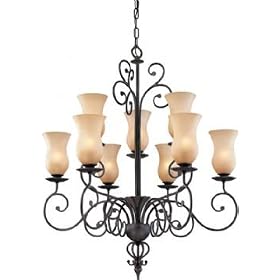 Troy Lighting F1309FI Portobello 9 Light Two Tier Chandelier in French Iron with Gradated... by Troy