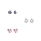 Sterling Silver Kids' CZ Stud Earrings 3-pr. - Round/Square/Heart