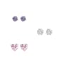 Sterling Silver Kids' CZ Stud Earrings 3-pr. - Round/Square/Heart