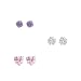 Sterling Silver Kids' CZ Stud Earrings 3-pr. - Round/Square/Heart