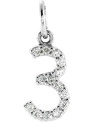 14K White Gold .07 cttw Diamond Number 3 Charm