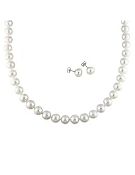9-11 MM White Freshwater Cultured Pearl Earring and Necklace Set
