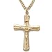 1 1/8" 24K Gold Over Sterling Silver Crucifix Necklace in an Engraved Flared Design on 20" Chain