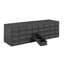 Equipto 32-GY Steel Small Parts Cabinet with 32 Drawers, 34" W x 10-5/8" H x 12" D, Each Drawer Divided into 3 Compartments, Smooth Office Gray