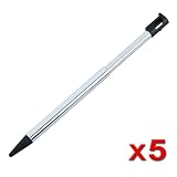 5-Pack Metal With Black Cap Retractable Stylus For Nintendo 3DS