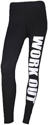 Uspanty Women's Letter Print Side Text Stretchy Leggings White Work Out