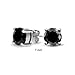 1CT Black Round CZ Stud Earrings Unisex .925 Sterling Silver