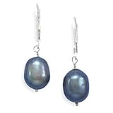 Cultured Freshwater Peacock Pearl Earrings with 14K White Gold Lever Backs