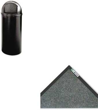 KITCWNET0035CHRCP816088BK - Value Kit - Crown Mats ET36CHA ECO-STEP Floor Mat, 36 x 60, Charcoal (CWNET0035CH) and Rubbermaid-Black Marshal Fire Resistant Plastic Containers 15 Gallon (RCP816088BK)