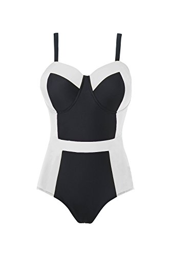 Spring Fever Women's Plus Size Color Block One-Piece Swimsuits Monokini Swimwear