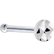 Solid 14KT White Gold Textured Flat Disc Nose Bone