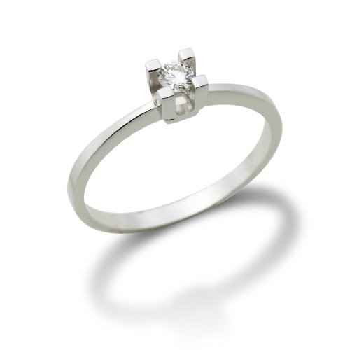 Miore 14ct/585 Weissgold Solitaire Damenring Gr&ouml;&szlig;e 58 mit Brillant ca.0,10ct MA70RWR Preisvergleich