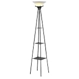 étagère Torchiere with Frosted Glass Shade