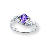 14k White Gold .03ct Diamond & Amethyst BirthStone Ring