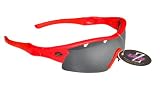 RayZor Professional Lightweight Red UV400 Sports Wrap Running Sunglasses, With a 1 Piece Vented Smoked Mirrored Anti-Glare Lens